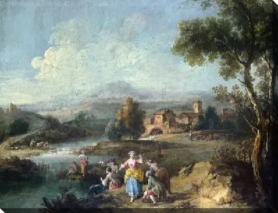 Картина Пейзаж с рыбаками (Landscape with a Group of Figures Fishing)