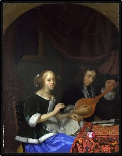 Картина Поющая женщина и мужчина с кифарой (A Woman singing and a Man with a Cittern)