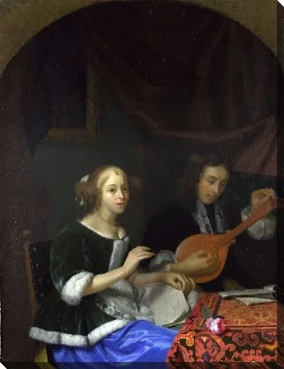 Картина Поющая женщина и мужчина с кифарой (A Woman singing and a Man with a Cittern)