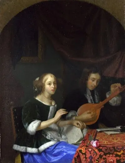 Картина Поющая женщина и мужчина с кифарой (A Woman singing and a Man with a Cittern)