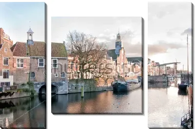Модульная картина Историческая портовая гавань Роттердама