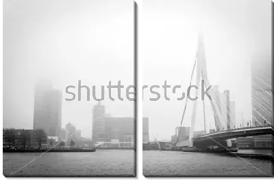 Вид на улицу из порта Роттердама в туманное утро