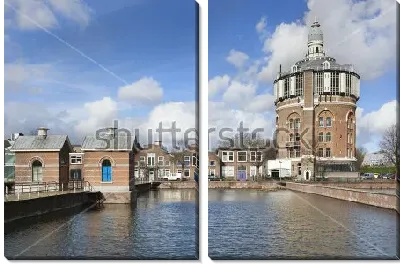 Модульная картина Красивый вид старинную водонапорную башню Роттердама