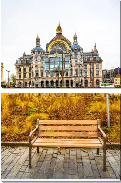 Модульная картина Вид на Центральный железнодорожный вокзал Антверпена