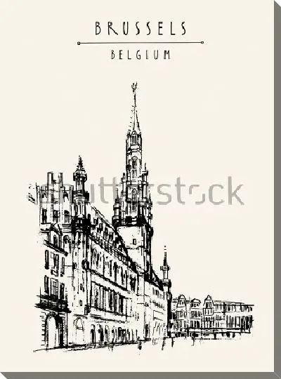 Постер Вид на дворцы площади Гран-Плас в Брюсселе