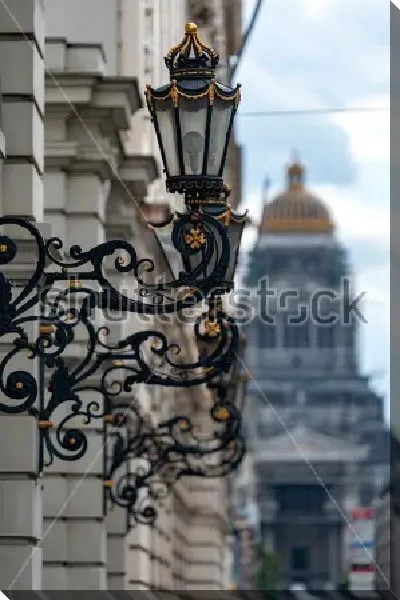 Постер Красивые фонари на фоне Дворца правосудия в Брюсселе