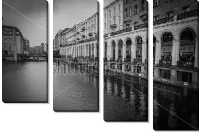 Модульная картина Вид на длинную аркаду Шпайхерштадта в Гамбурге - крупнейший в мире складской район