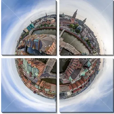 Модульная картина Маленькая планета - Гамбургский Шпайхерштад, крупнейший в мире складской район