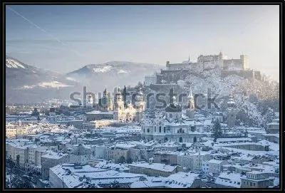 Красивая панорама зимнего Зальцбурга