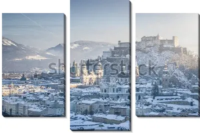 Красивая панорама зимнего Зальцбурга