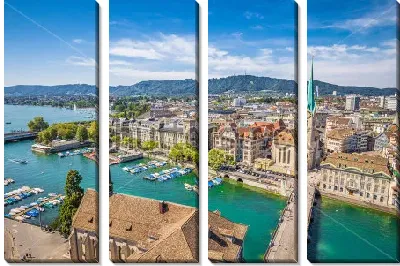 Модульная картина Панорама исторического центра Цюриха в солнечный день
