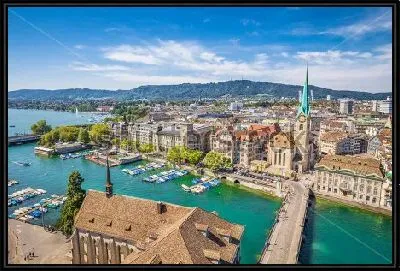 Картина Панорама исторического центра Цюриха в солнечный день