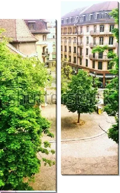 Модульная картина Тихие и спокойные улицы со скверами в Женеве