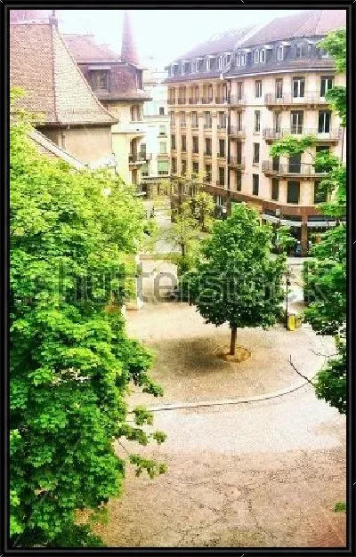 Картина Тихие и спокойные улицы со скверами в Женеве