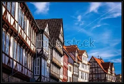 Красивые бревенчатые дома в историческом центре Ганновера 