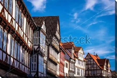 Постер Красивые бревенчатые дома в историческом центре Ганновера 