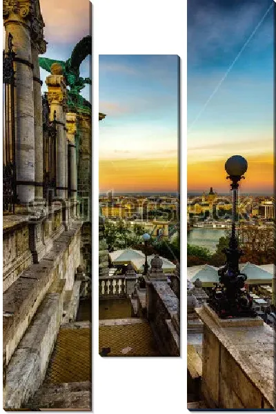 Модульная картина Красивая панорама вечернего Будапешта с памятниками архитектуры