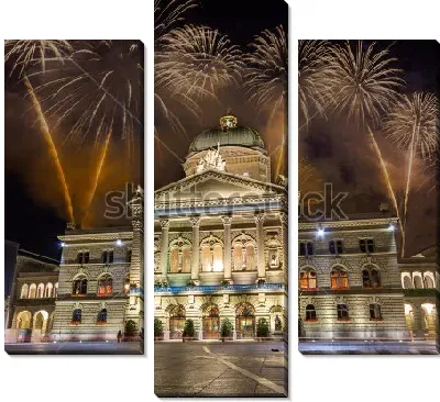 Модульная картина Захватывающий фейерверк над оперным театром Берна