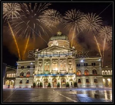 Картина Захватывающий фейерверк над оперным театром Берна