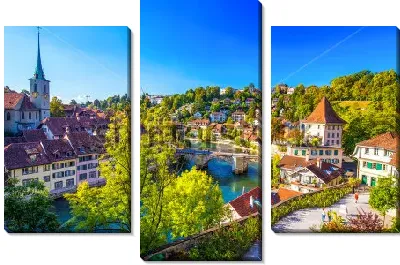 Модульная картина Красивый вид на центр Старого города в Берне с рекой Ааре