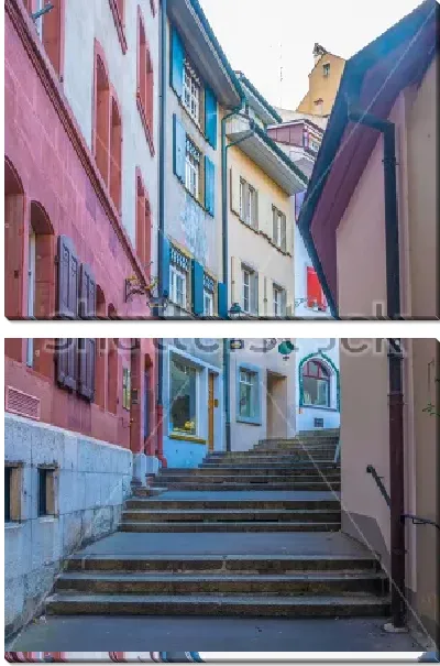 Модульная картина Уютная узкая улица в Старом городе Базеля