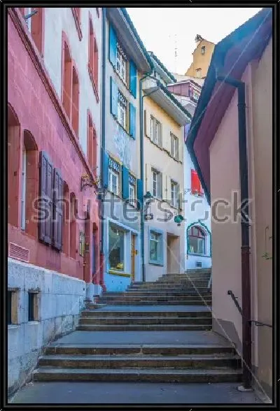 Картина Уютная узкая улица в Старом городе Базеля