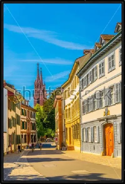 Картина Красивые уютные улицы в Старом городе Базеля в солнечный день