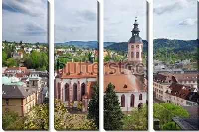 Панорама летнего Баден-Бадена с видом на Кафедральный собор