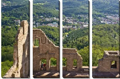 Модульная картина Живописная панорама Баден-Бадена из развалин старого замка
