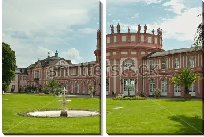 Красивый внутренний сад Дворца Бибрих в Висбадене