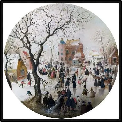 Зимняя сцена с людьми катающимися на коньках (A Winter Scene with Skaters near a Castle)