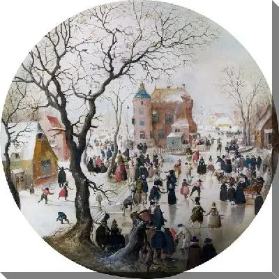 Зимняя сцена с людьми катающимися на коньках (A Winter Scene with Skaters near a Castle)