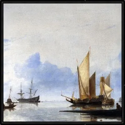 Картина Голландские яхты и другие суда, штиль у берега (A Dutch Yacht and Other Vessels Becalmed near the Shore)