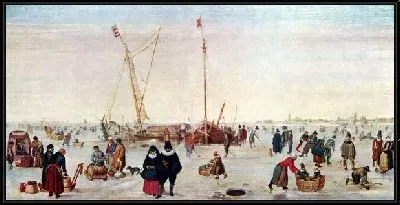 Картина Зимний пейзаж с катающимися на коньках (Winter landscape with skate)