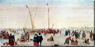 Картина Зимний пейзаж с катающимися на коньках (Winter landscape with skate)