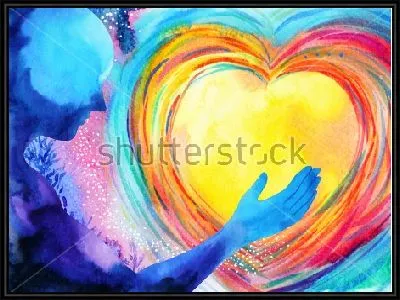 Яркая иллюстрация на тему вселенской любви и мощной энергии человека