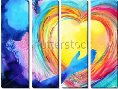 Яркая иллюстрация на тему вселенской любви и мощной энергии человека