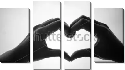 Модульная картина Соединённые в фигуре сердечка руки