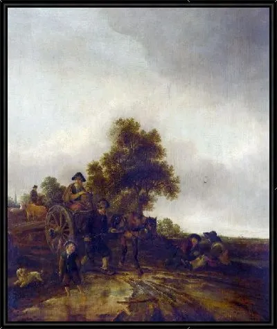 Пейзаж с крестьянами и каретой (A Landscape with Peasants and a Cart)