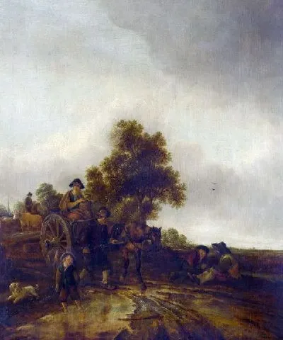 Пейзаж с крестьянами и каретой (A Landscape with Peasants and a Cart)