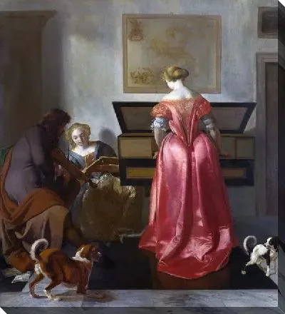 Картина Две женщины и мужчина играют на инструментах (Two Women and a Man making Music)