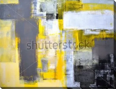 Картина маслом Контрастное сочетание белого, жёлтого и чёрного цвета