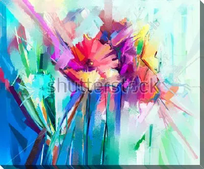 Контрастное сочетание оттенков холодных и тёплых тонов в композиции - букет цветов