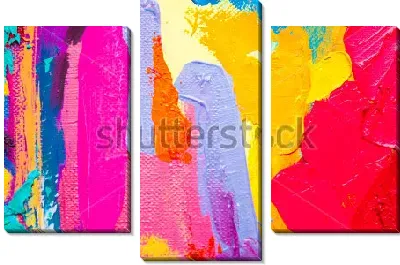 Модульная картина Яркое настроение - сочетание контрастных цветовых пятен холодной и тёплой палитры