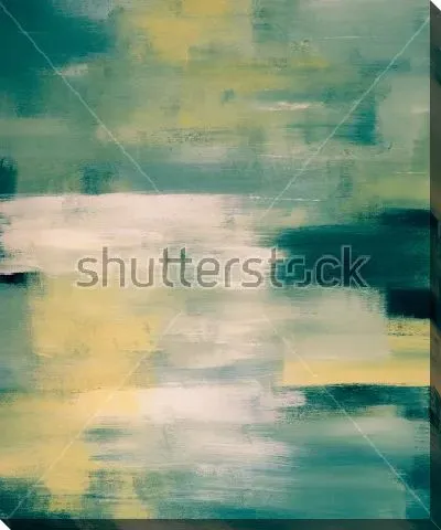 Картина маслом Прозрачность осени - композиция в оттенках зелёного, синего, жёлтого и молочного цветов