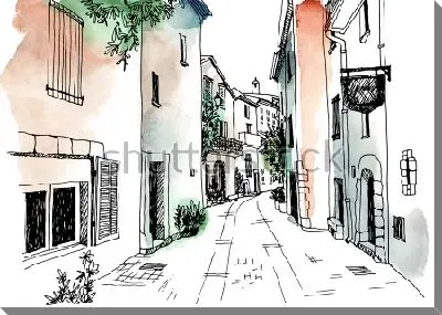 Картина маслом Тихая уютная улочка небольшого европейского городка