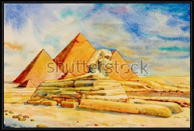 Пейзаж с египетскими пирамидами и Сфинксом