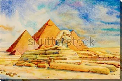 Пейзаж с египетскими пирамидами и Сфинксом