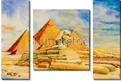 Пейзаж с египетскими пирамидами и Сфинксом