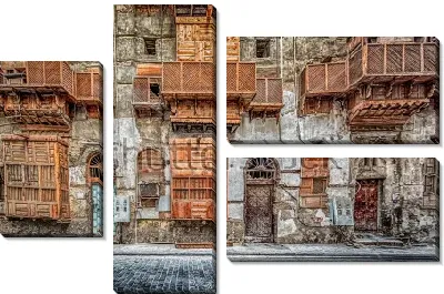 Модульная картина Живописная улица в исторической части города Джидда (Саудовская Аравия)